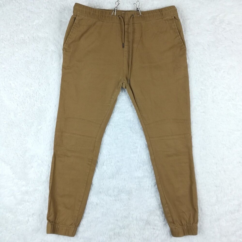 Smith & Mills‎ Mens Pants Joggers Brown Stretch Pull On Drawstring Elastic L